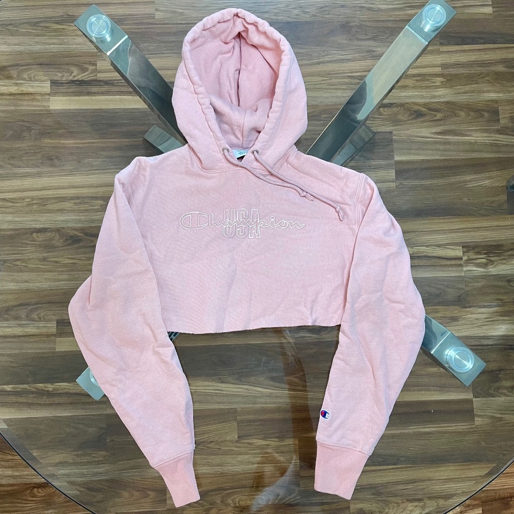Champion Cropped Hoodie, XS, Pink